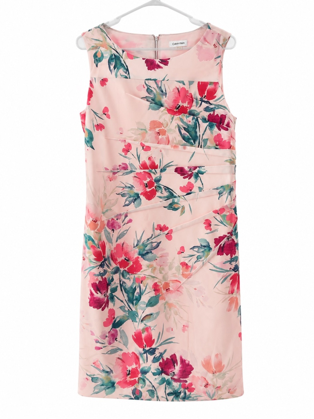 Calvin Klein Blush Pink Floral Girls' Sleeveless Sheath Dress